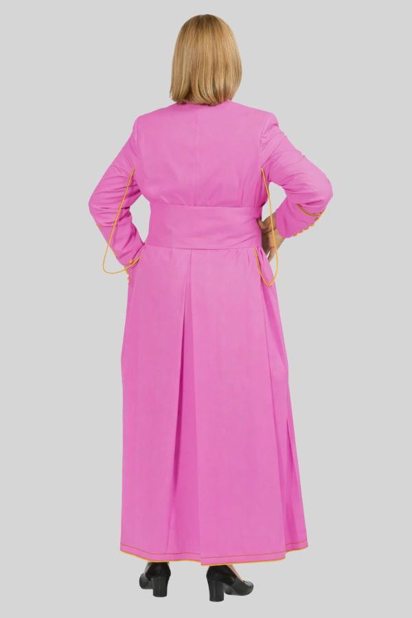 Consecrated Women's Pink Cassock with Golden Trim
