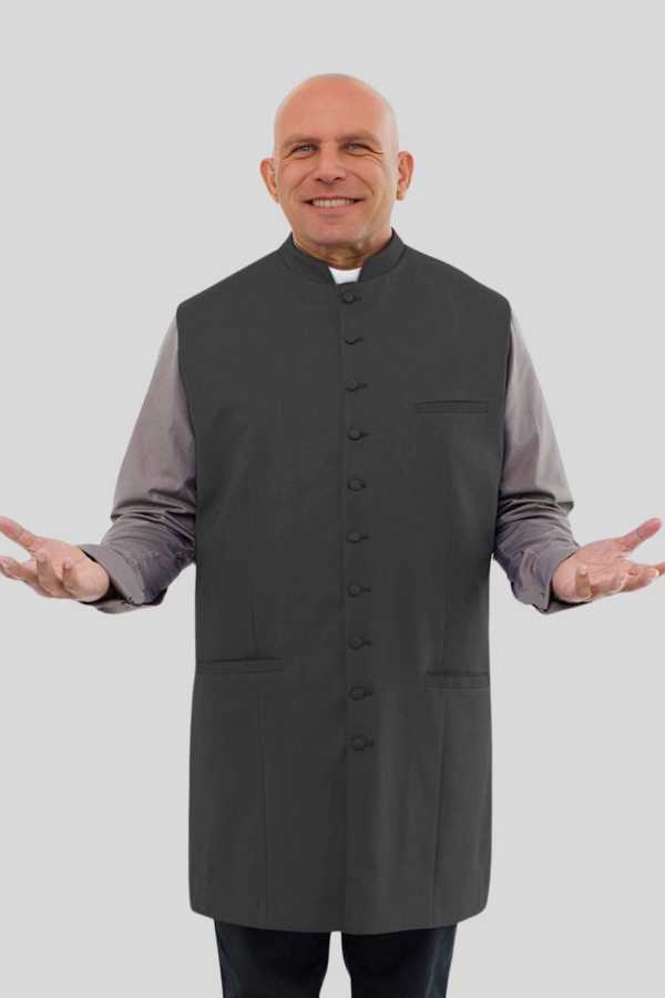 Long Black Clergy Vest