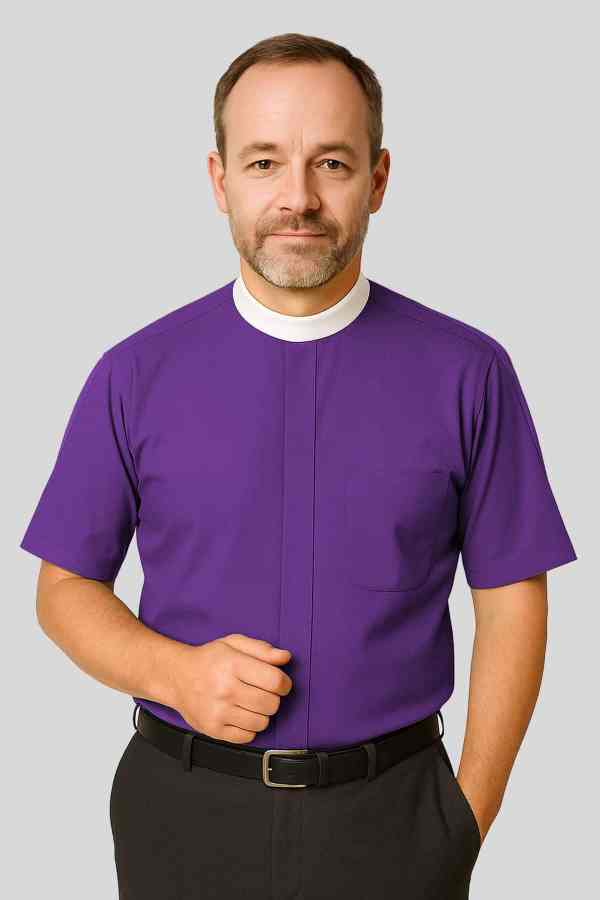 Neckband Clergy Shirt Purple