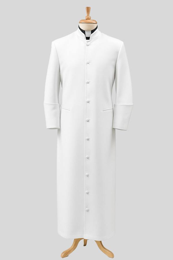 Pure White Pastor Robe for Men Classic Fit for Ceremonial Use