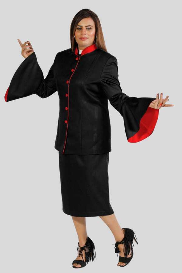 Women's Black Clergy Suit with Flared Sleeves